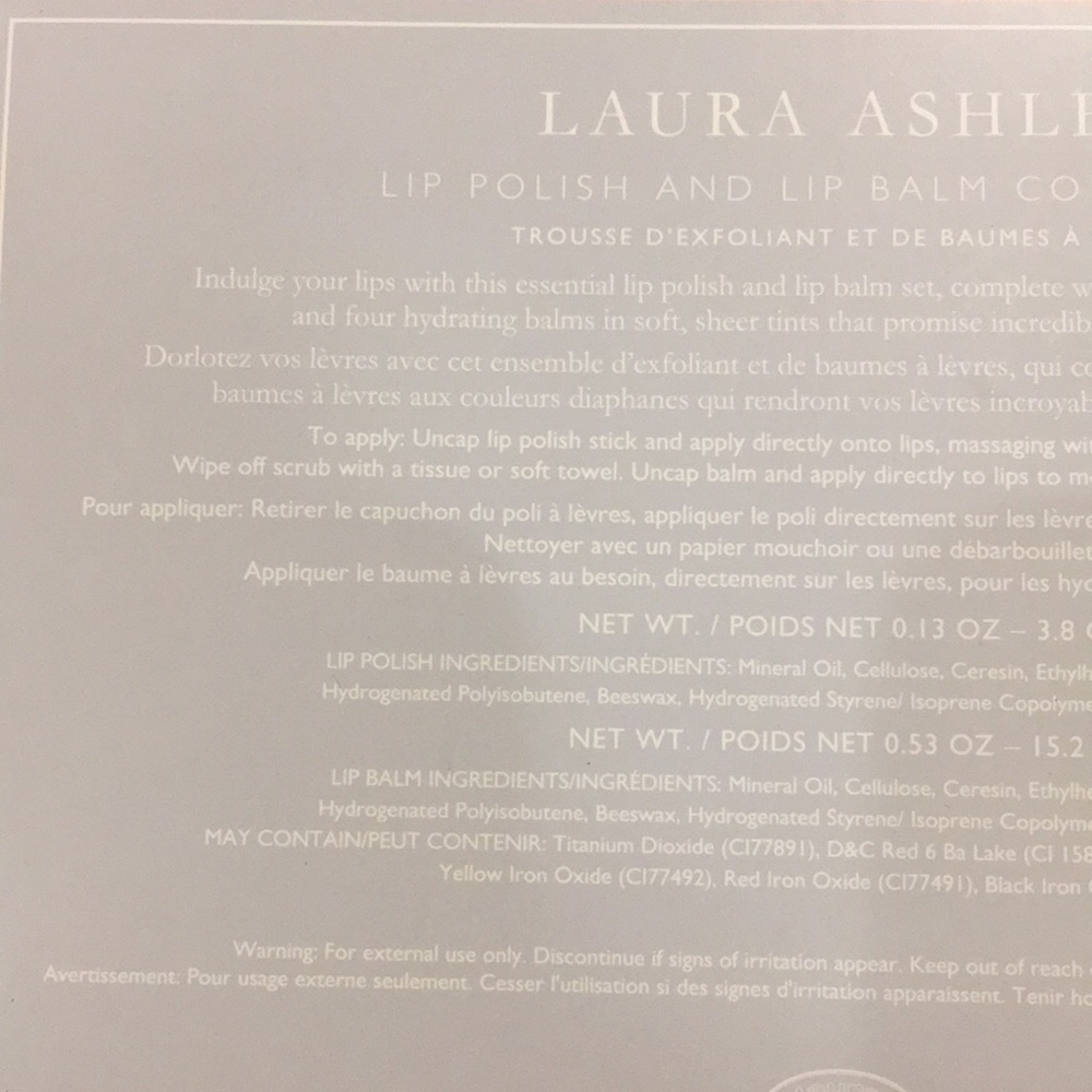 Laura Ashley Lip Polish & Lip Balm Collection 1 lip scrub 4 hydrating balms NWT - Picture 10 of 15